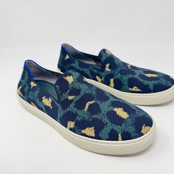 ROTHY’S | Slip On Animal Print Blue Spot Leopard Sneakers Women’s Size 8.5 - Picture 9 of 12
